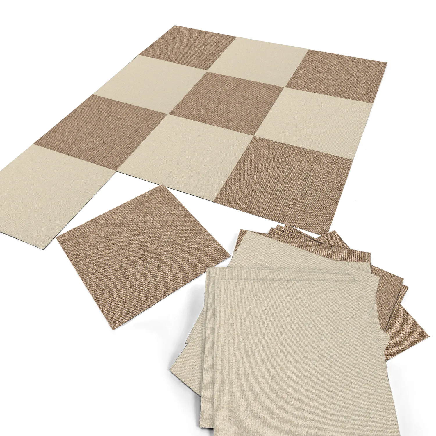 Padlószőnyeg - Almeria Textilcsempék 24 db (krém)