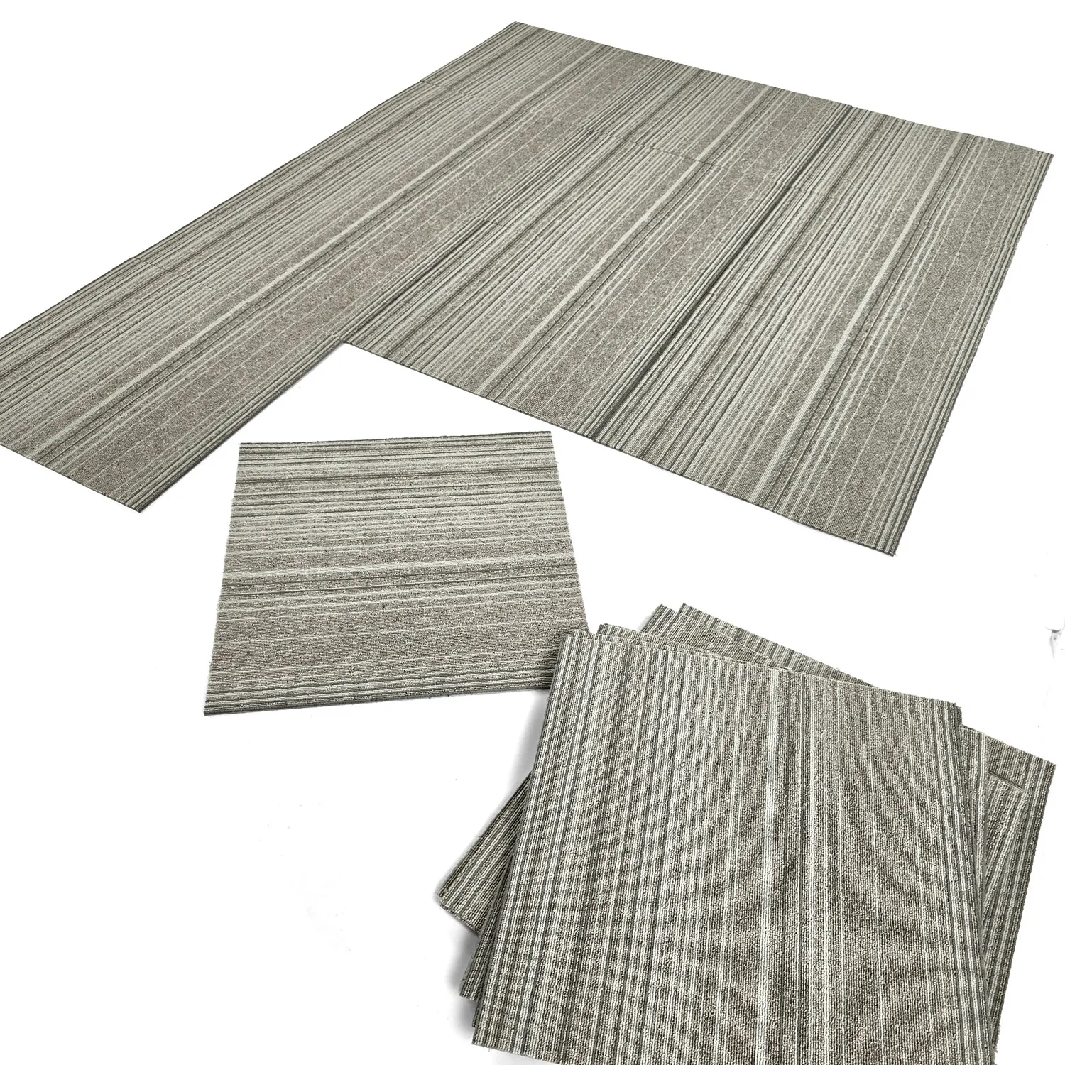 Padlószőnyeg - Almeria Textilcsempék 24 db (szabálytalanul csíkos szürke)