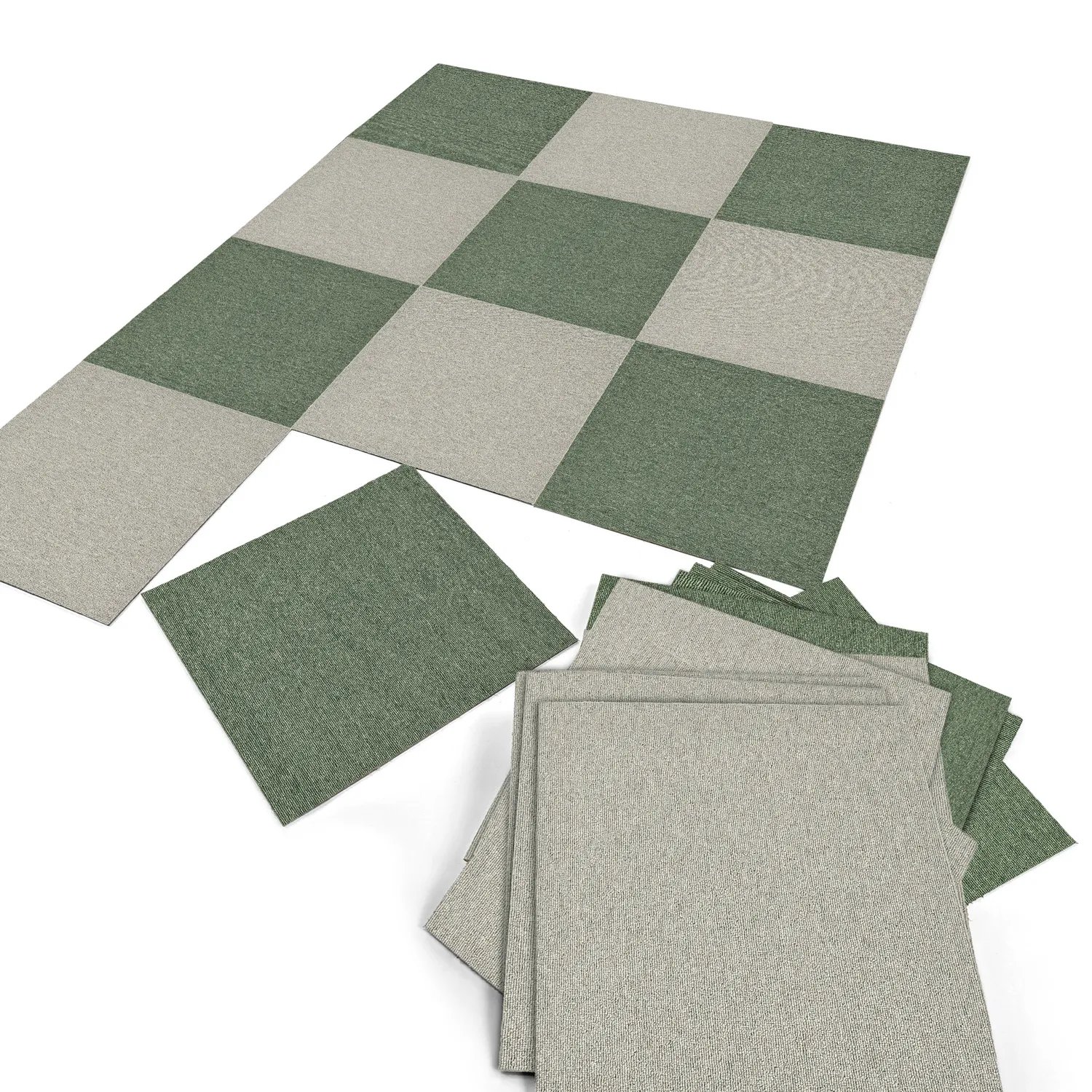 Padlószőnyeg - Almeria Textilcsempék 24 db (zöld)