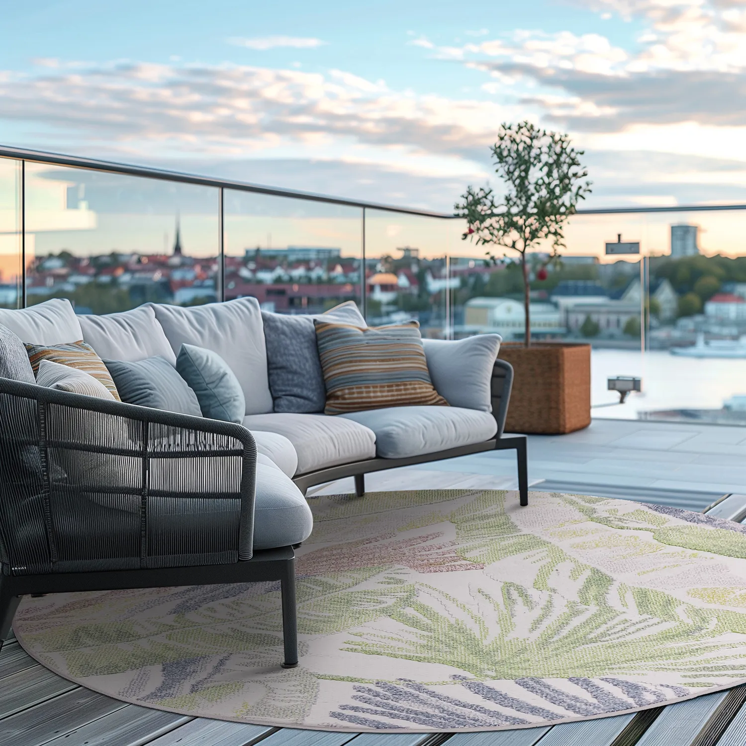 Kerek szőnyeg - Indoor/Outdoor Havana (krém/többszínű)