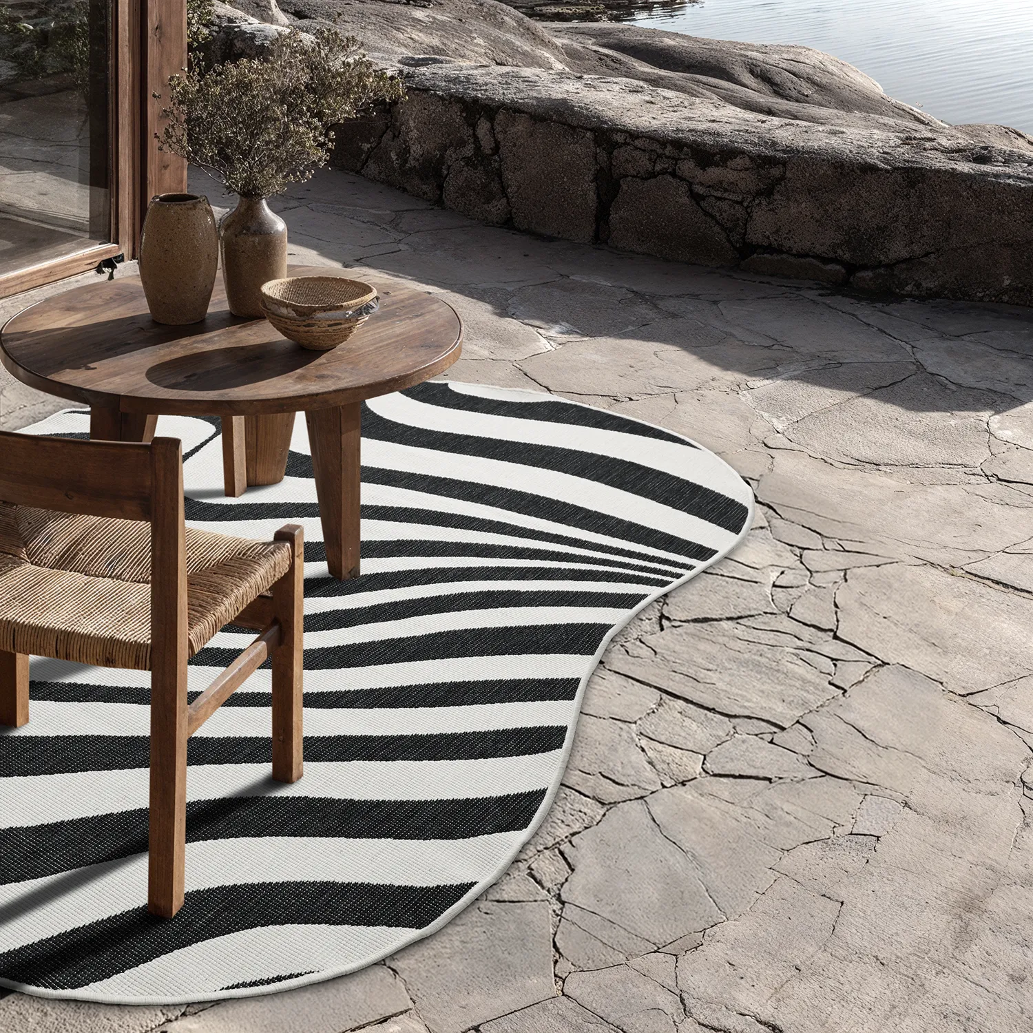 Beltéri és kültéri szőnyeg - utomhusmatta - Remina (fekete/fehér)