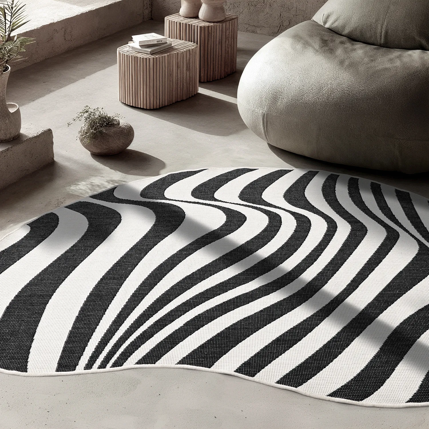 Beltéri és kültéri szőnyeg - utomhusmatta - Remina (fekete/fehér)