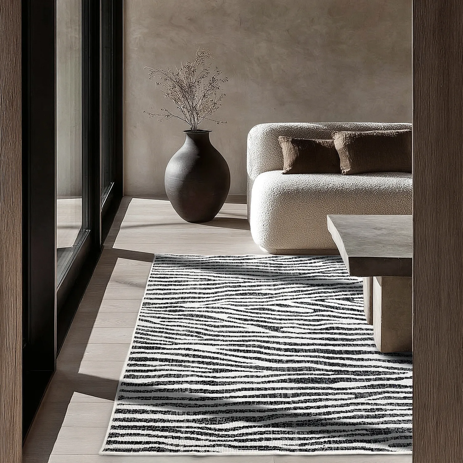 Beltéri és kültéri szőnyeg - utomhusmatta - Vaura (fekete/fehér)