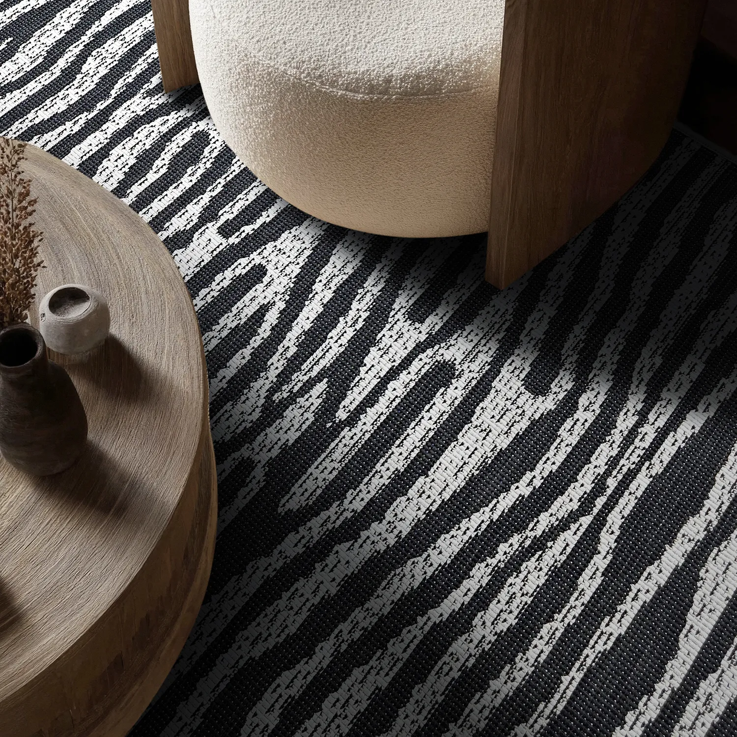 Beltéri és kültéri szőnyeg - utomhusmatta - Vaura (fekete/fehér)