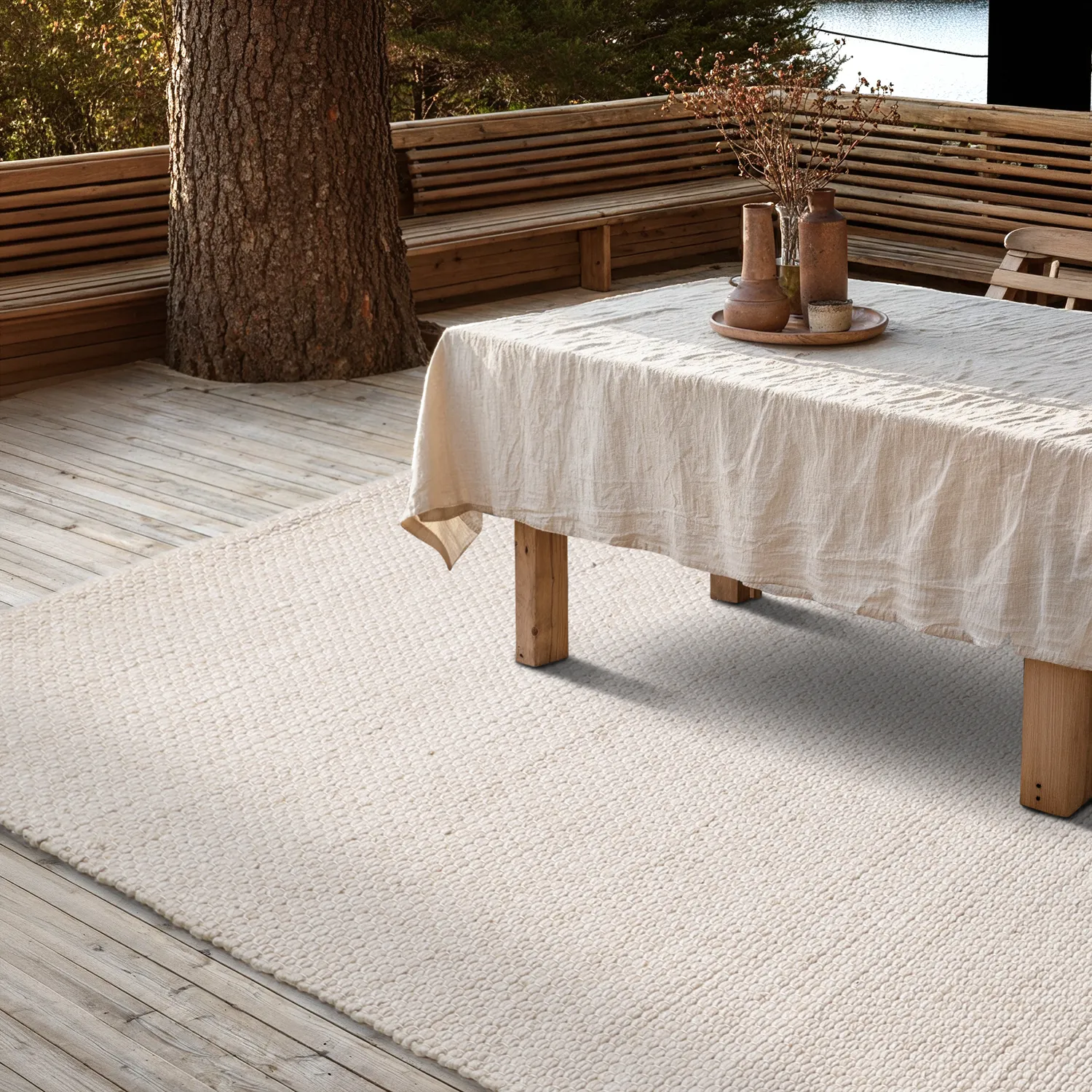 Beltéri és kültéri szőnyeg - Arco Wool Look (krém)