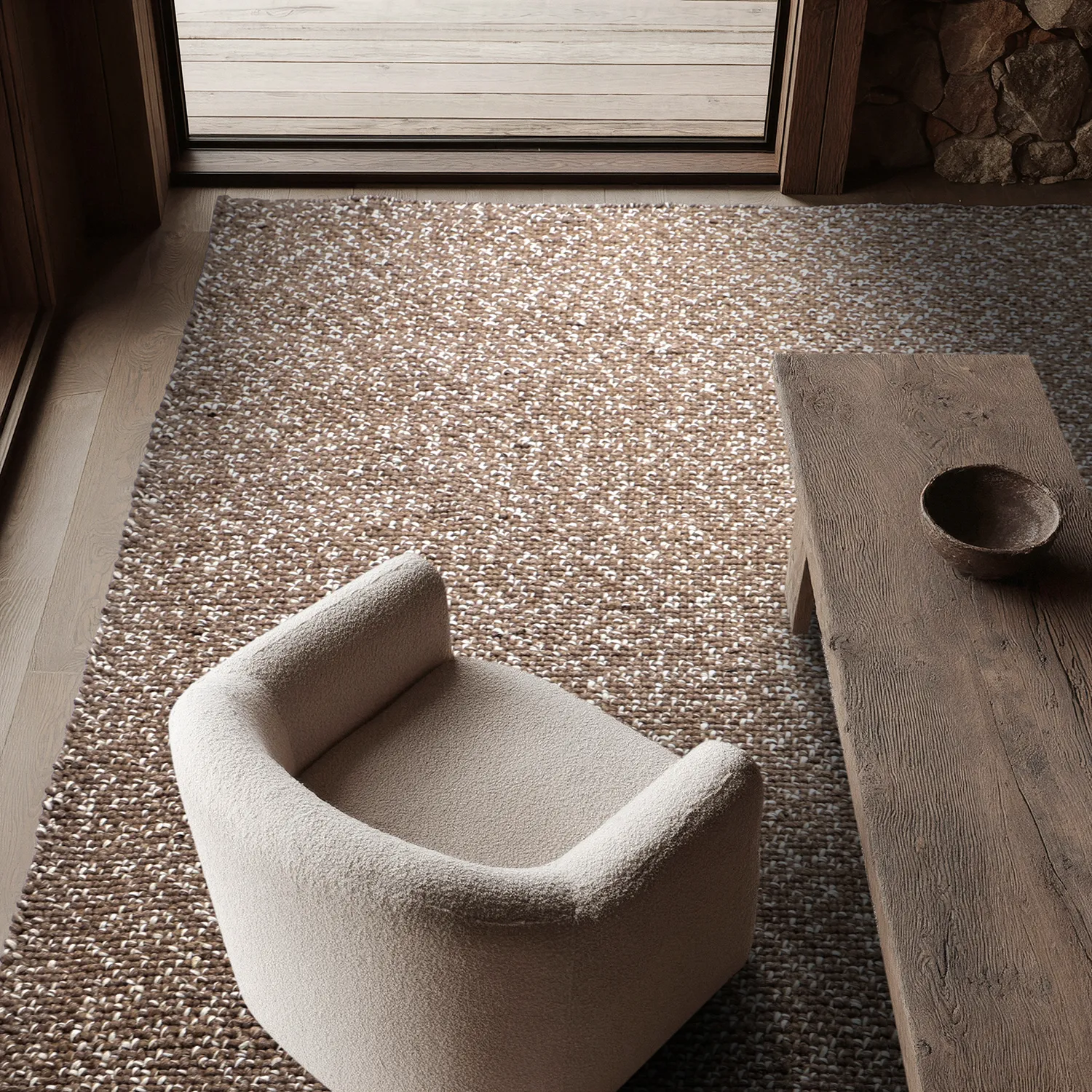 Beltéri és kültéri szőnyeg - Orta Wool Look (barna)
