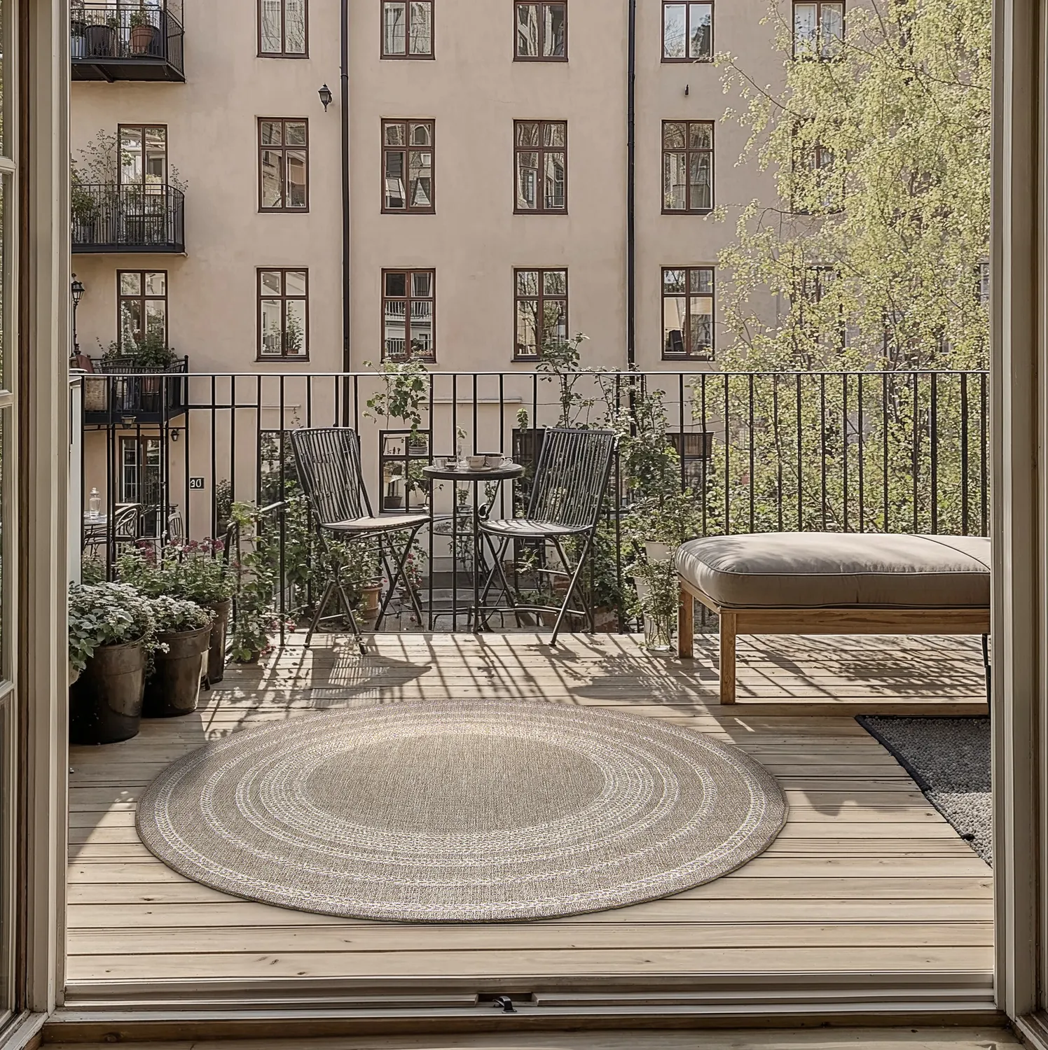 Kerek szőnyeg - Indoor/Outdoor Angus (bézs)