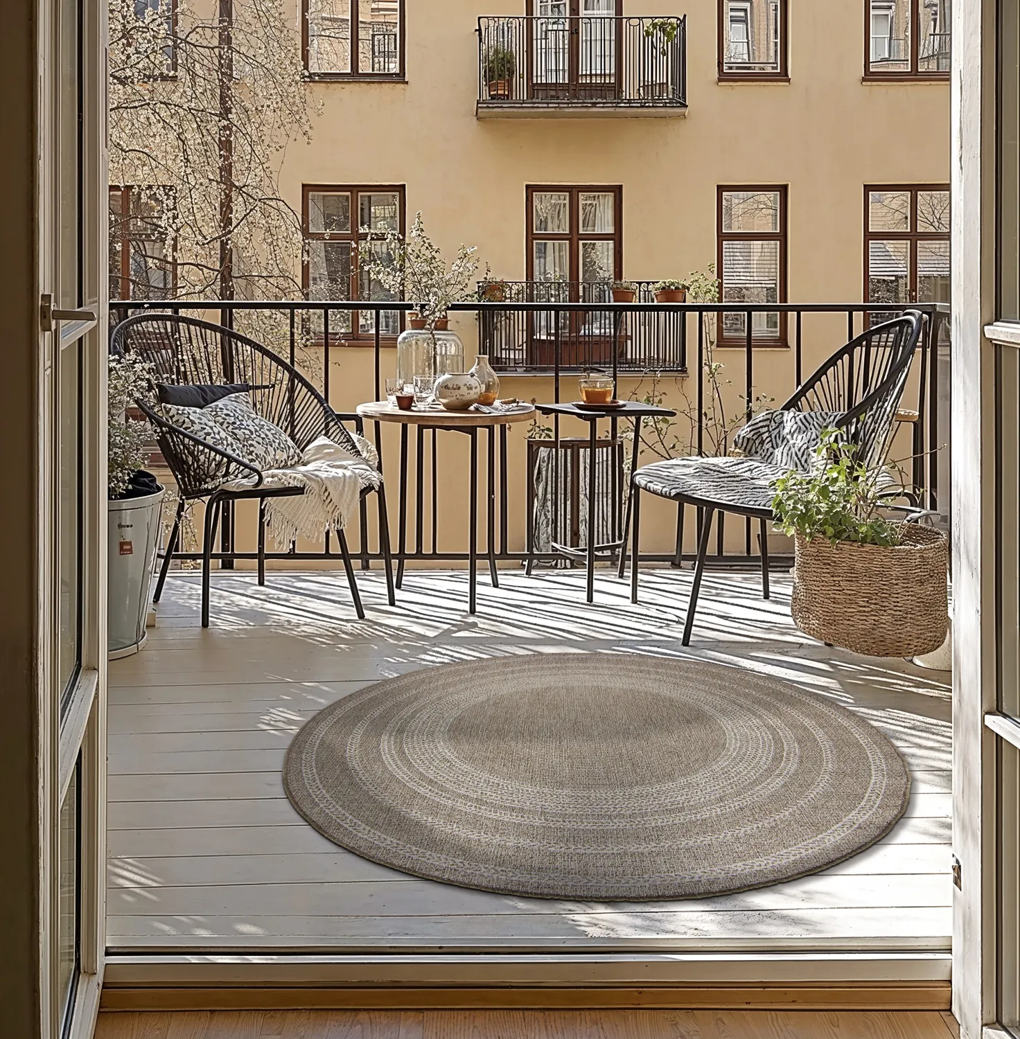 Kerek szőnyeg - Indoor/Outdoor Angus (bézs)