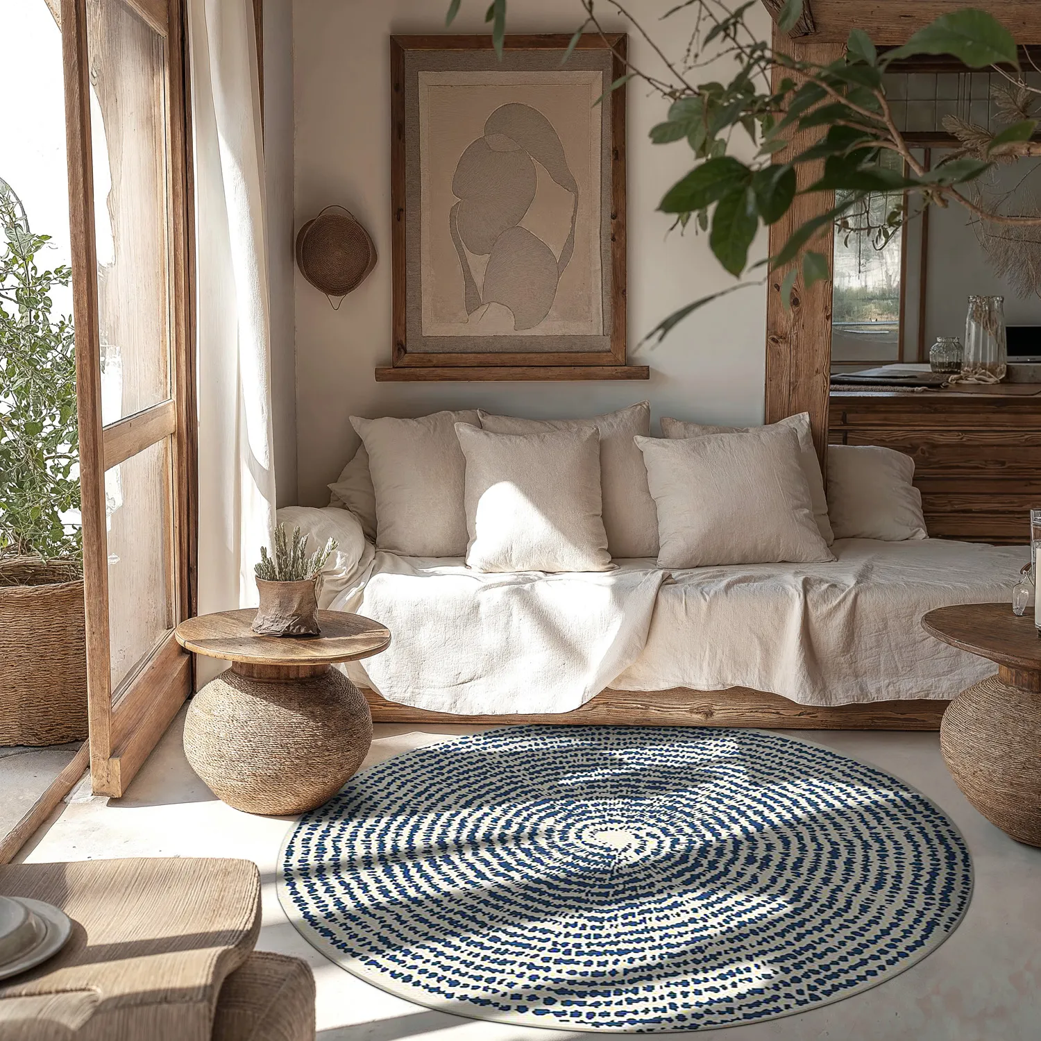 Kerek szőnyeg - Brussels Swirl (kék)