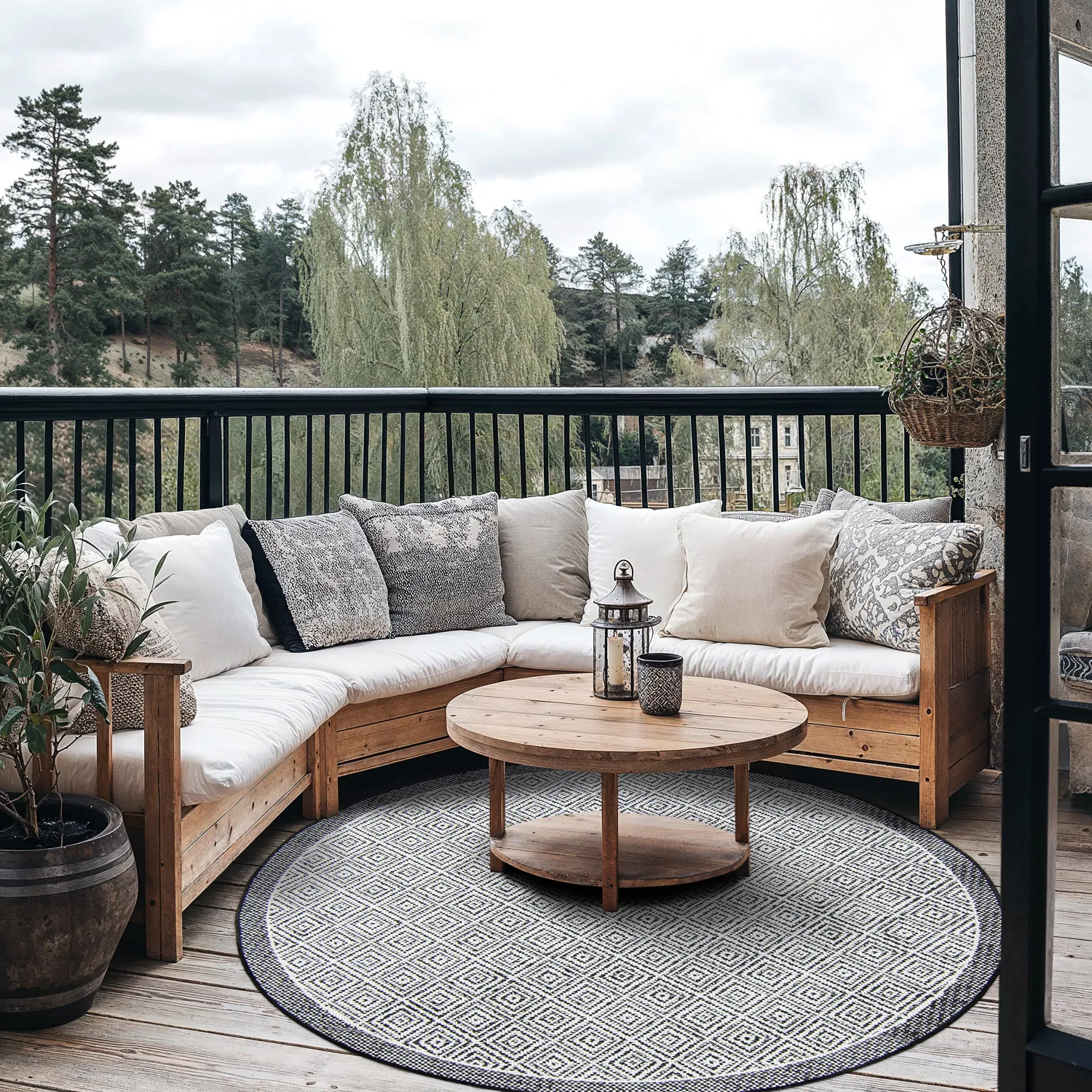 Kerek szőnyeg - Monsaraz (fekete)