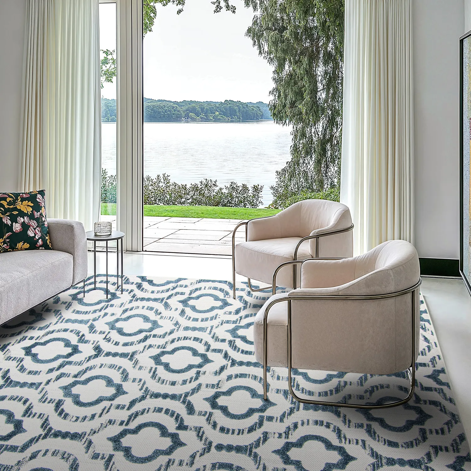 Shaggy Indoor-Outdoor - Trenton (fehér/kék)