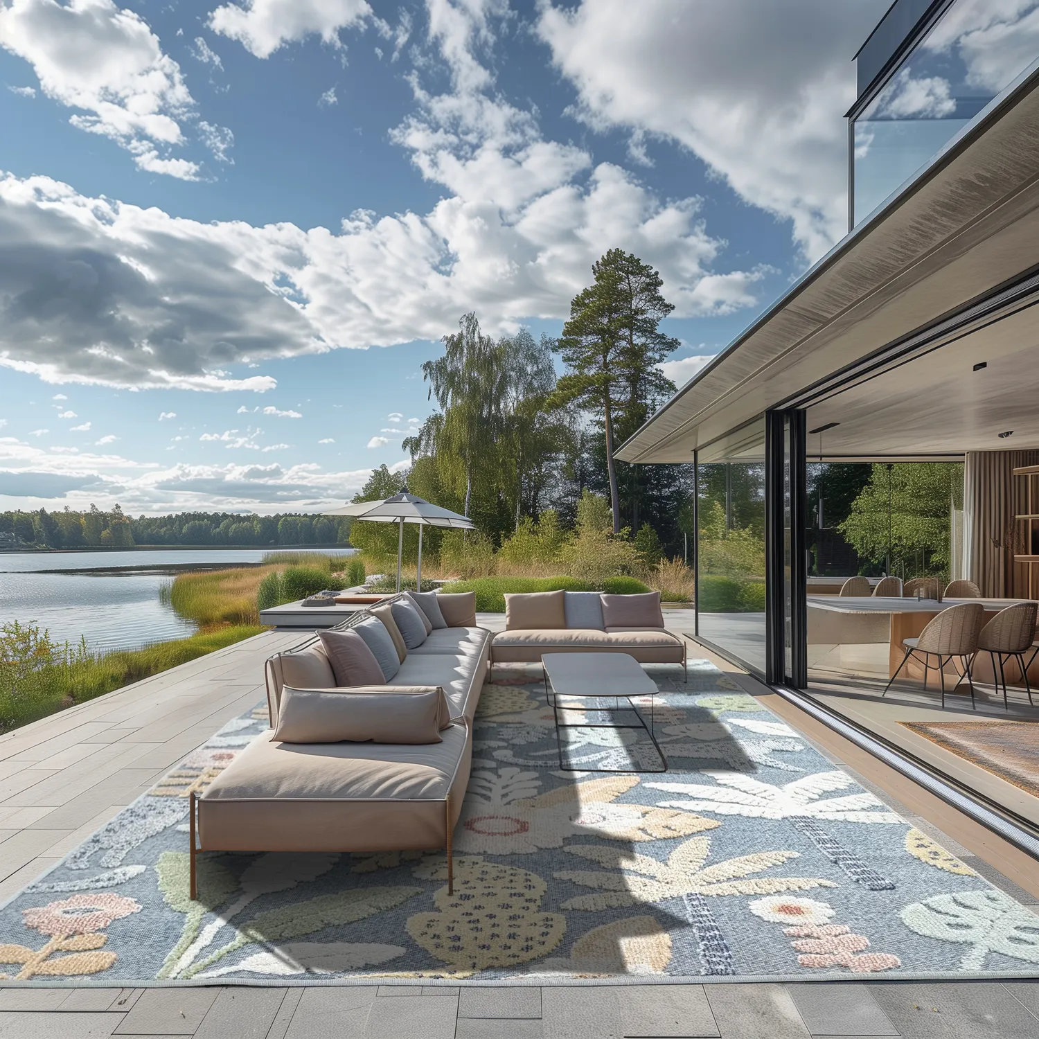 Beltéri és kültéri szőnyeg - Rhodes (kék/többszínű)