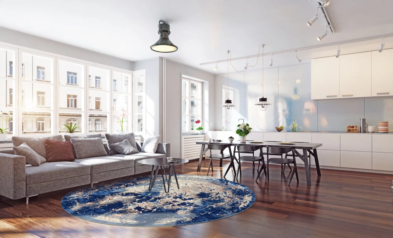 Kerek szőnyeg - Temima (kék)