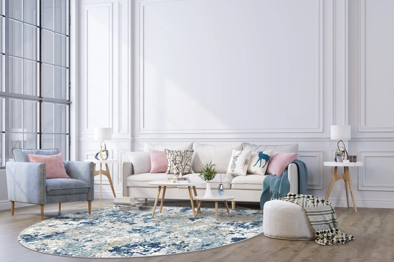 Kerek szőnyeg - Hiboun (kék)