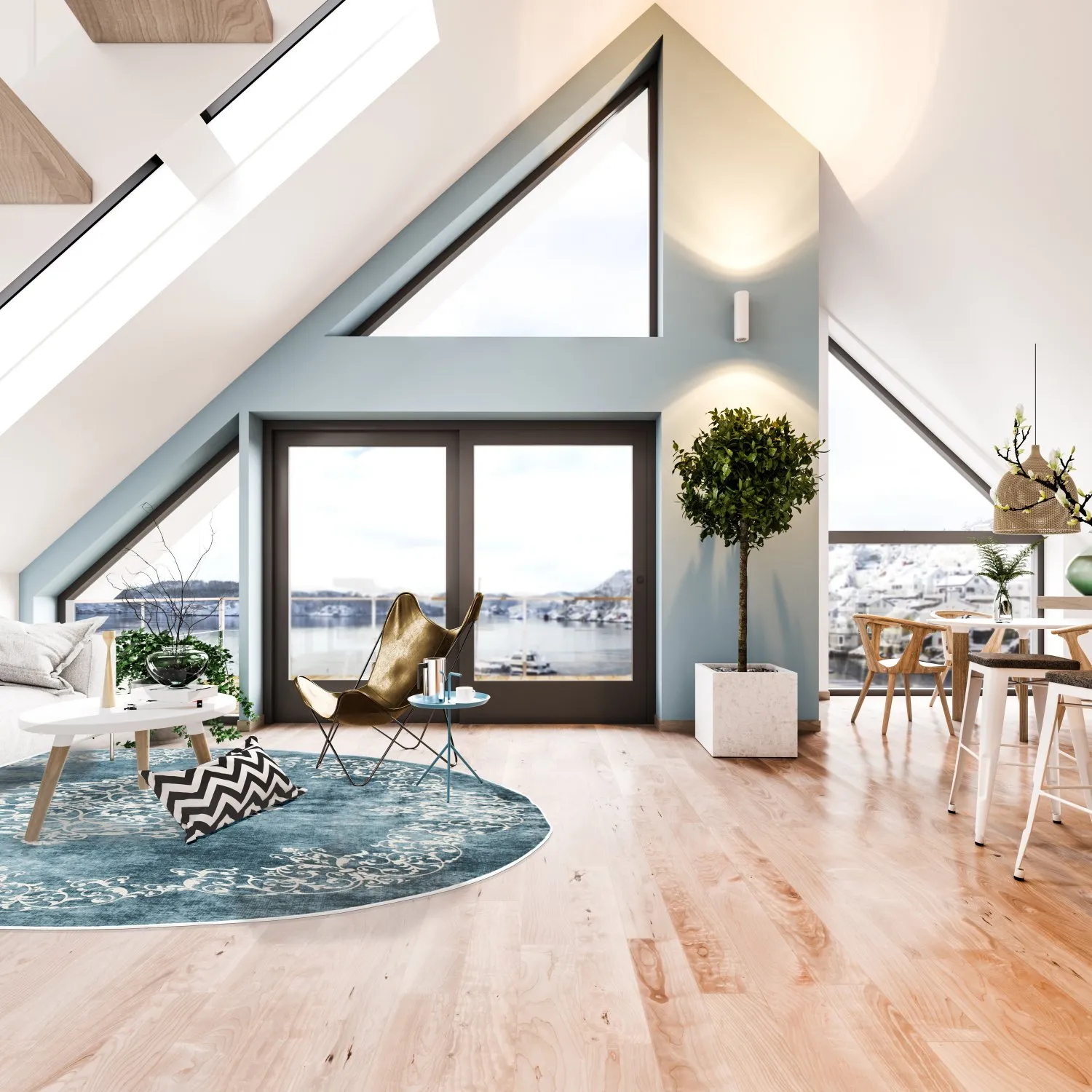 Kerek szőnyeg - Santi (kék/bezs)