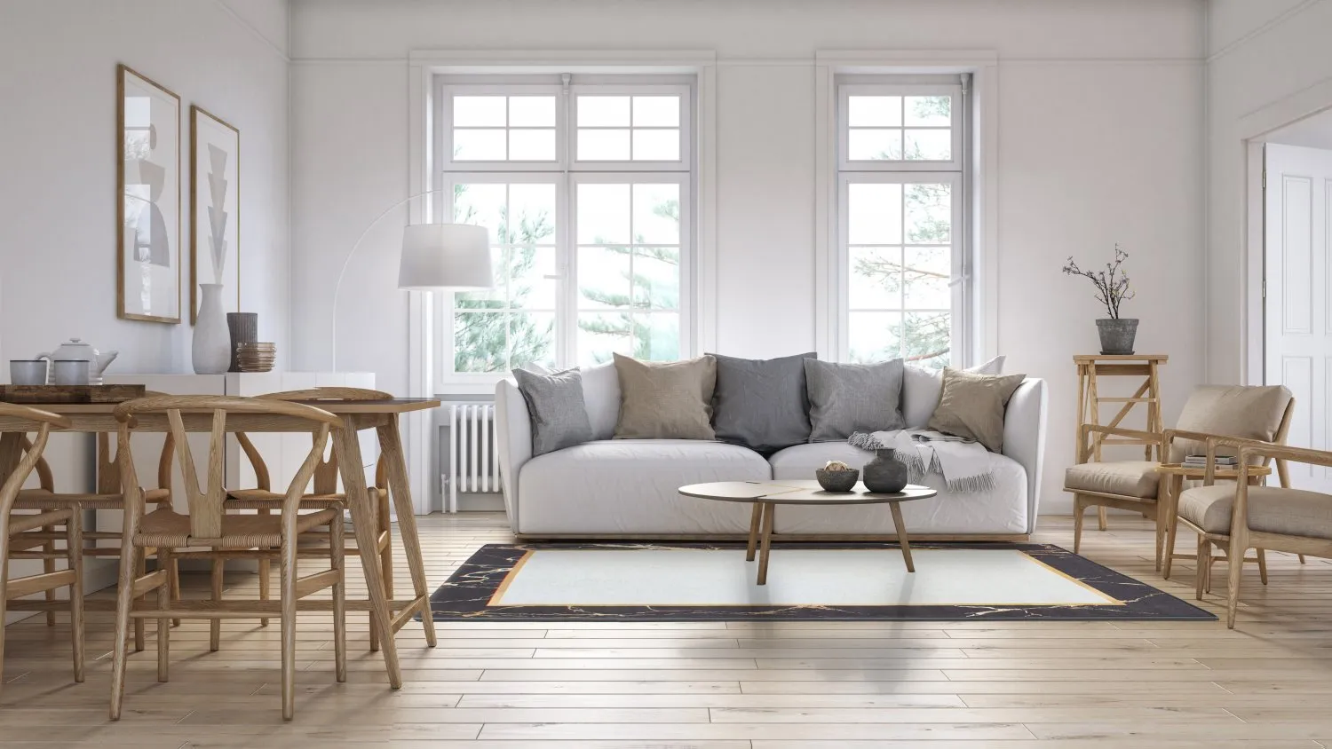 Wilton szőnyeg - Cerasia (fekete/fehér/arany)