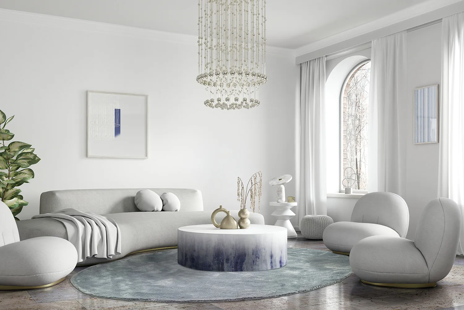 Kerek szőnyeg - Jodhpur Special Luxury Edition kék/szürke