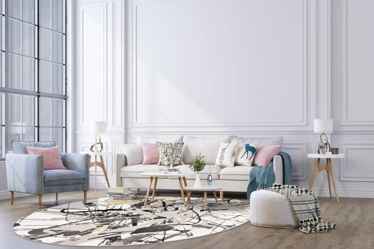 Kerek szőnyeg - Lawrance (szürke/fehér)