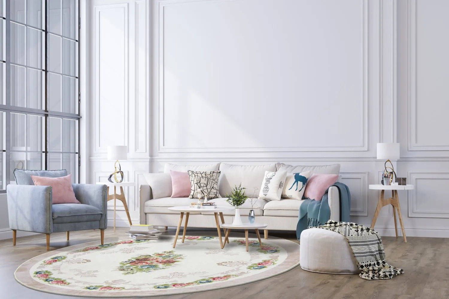 Kerek szőnyeg - Delpha (bezs/többszínű)