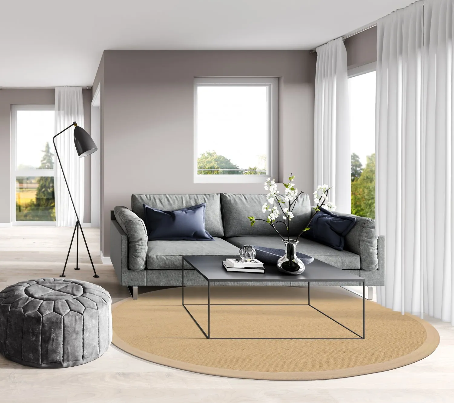 Kerek szizál szőnyeg - Agave (bézs/elefántcsont)