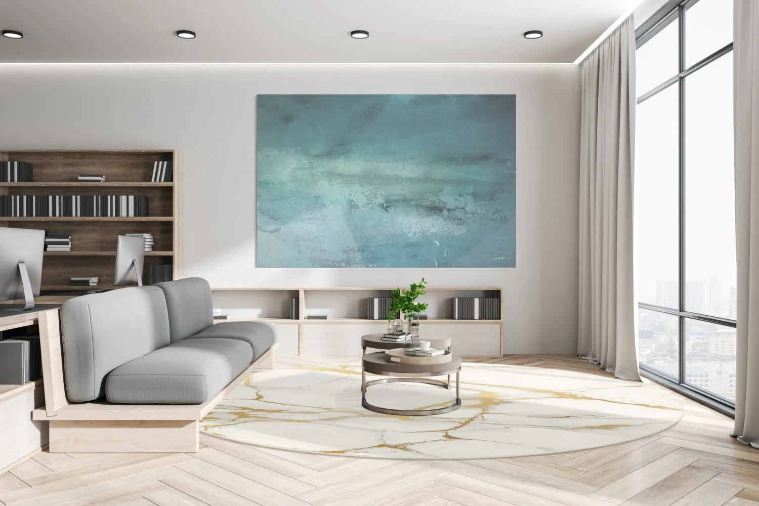 Kerek szőnyeg - Cesina (stone/fehér/arany)