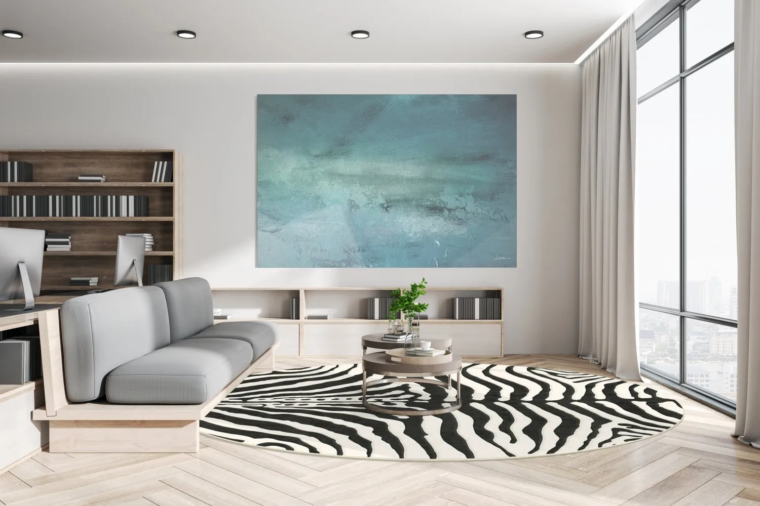 Kerek szőnyeg - Zebra (fekete/fehér)