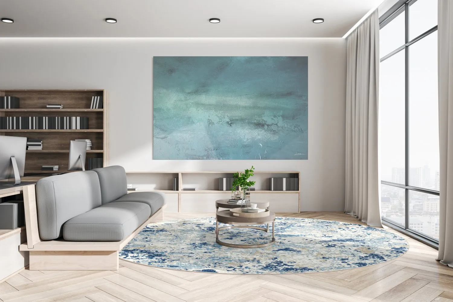 Kerek szőnyeg - Hiboun (kék)