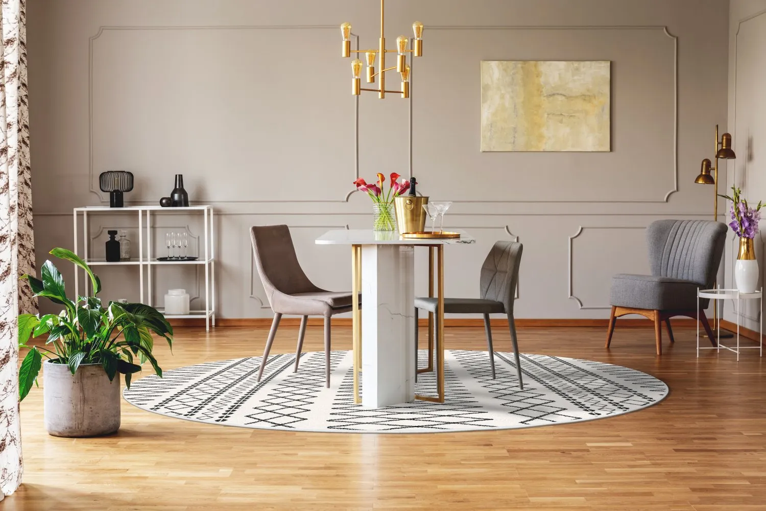 Kerek szőnyeg - Safi (fekete/fehér)