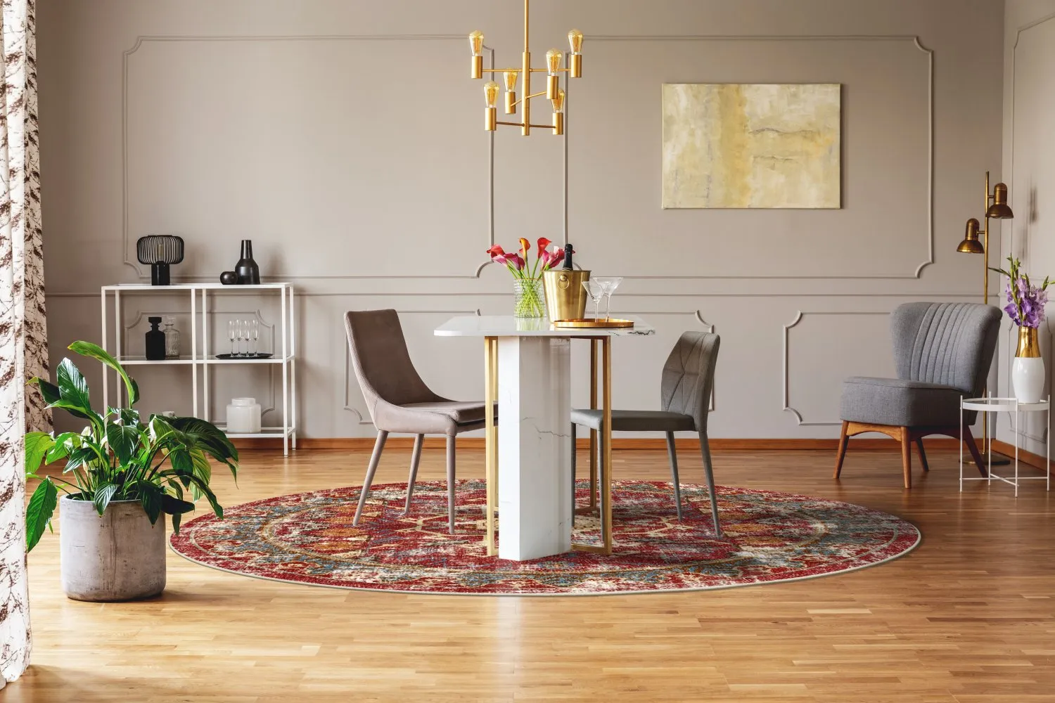 Kerek szőnyeg - Idri (piros/többszínű)