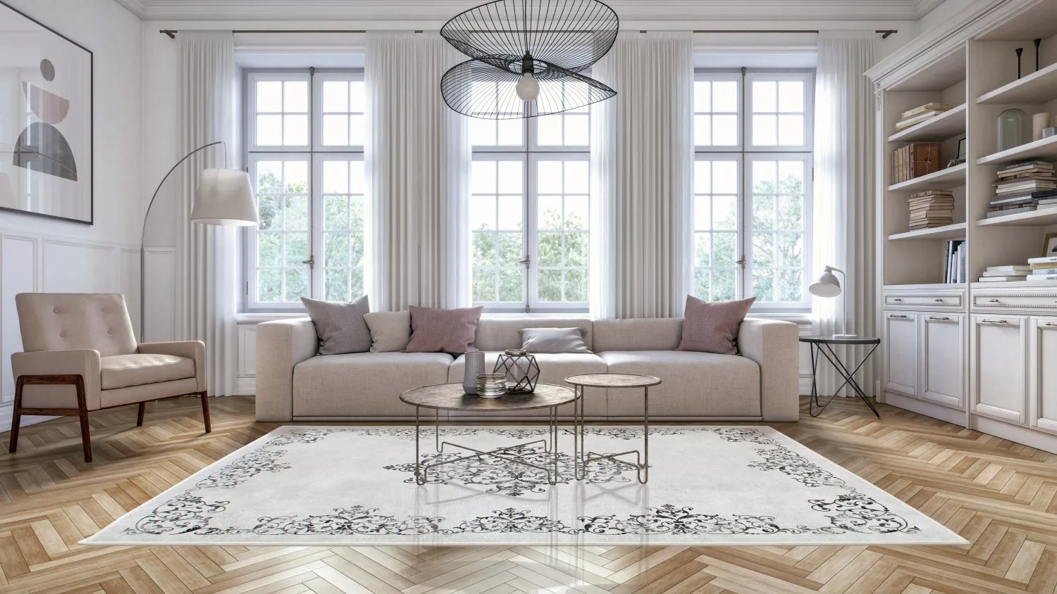 Wilton szőnyeg - Santi (fehér/fekete)