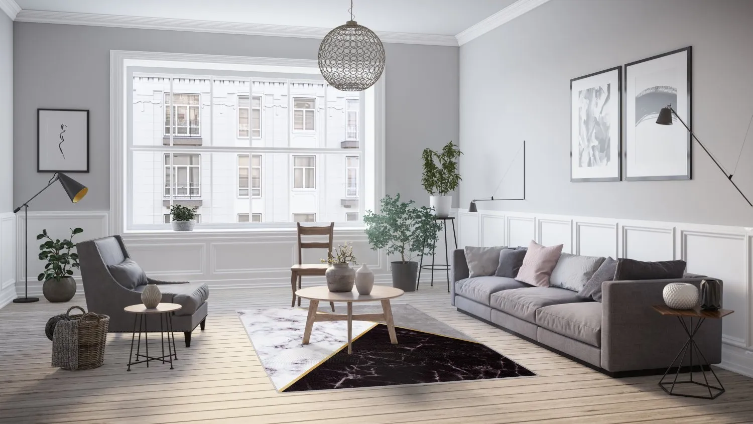 Wilton szőnyeg - Savino (fekete/fehér/szürke)