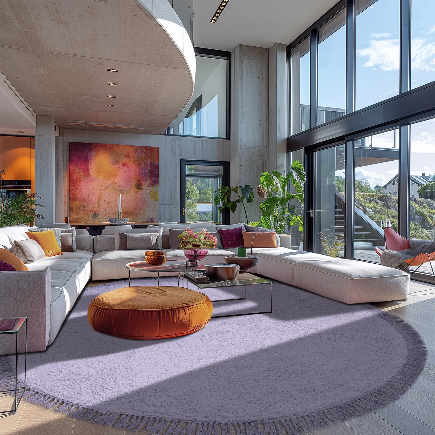 Kerek szőnyeg - Alba Natural Cotton Shaggy (lila)