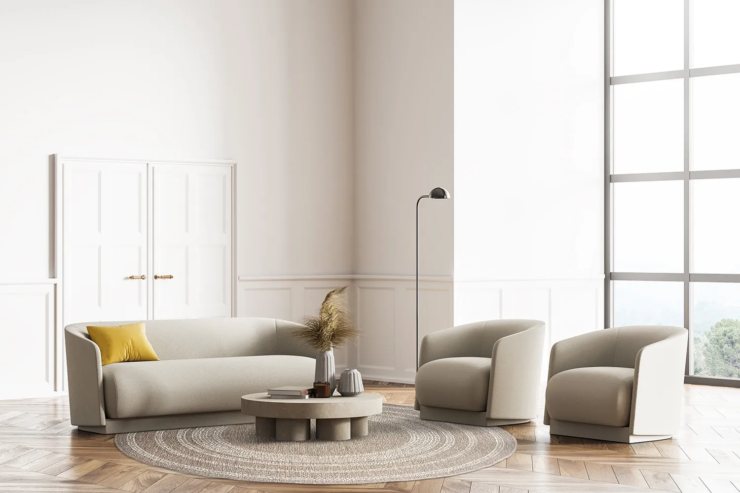 Kerek szőnyeg - Indoor/Outdoor Angus (bézs)