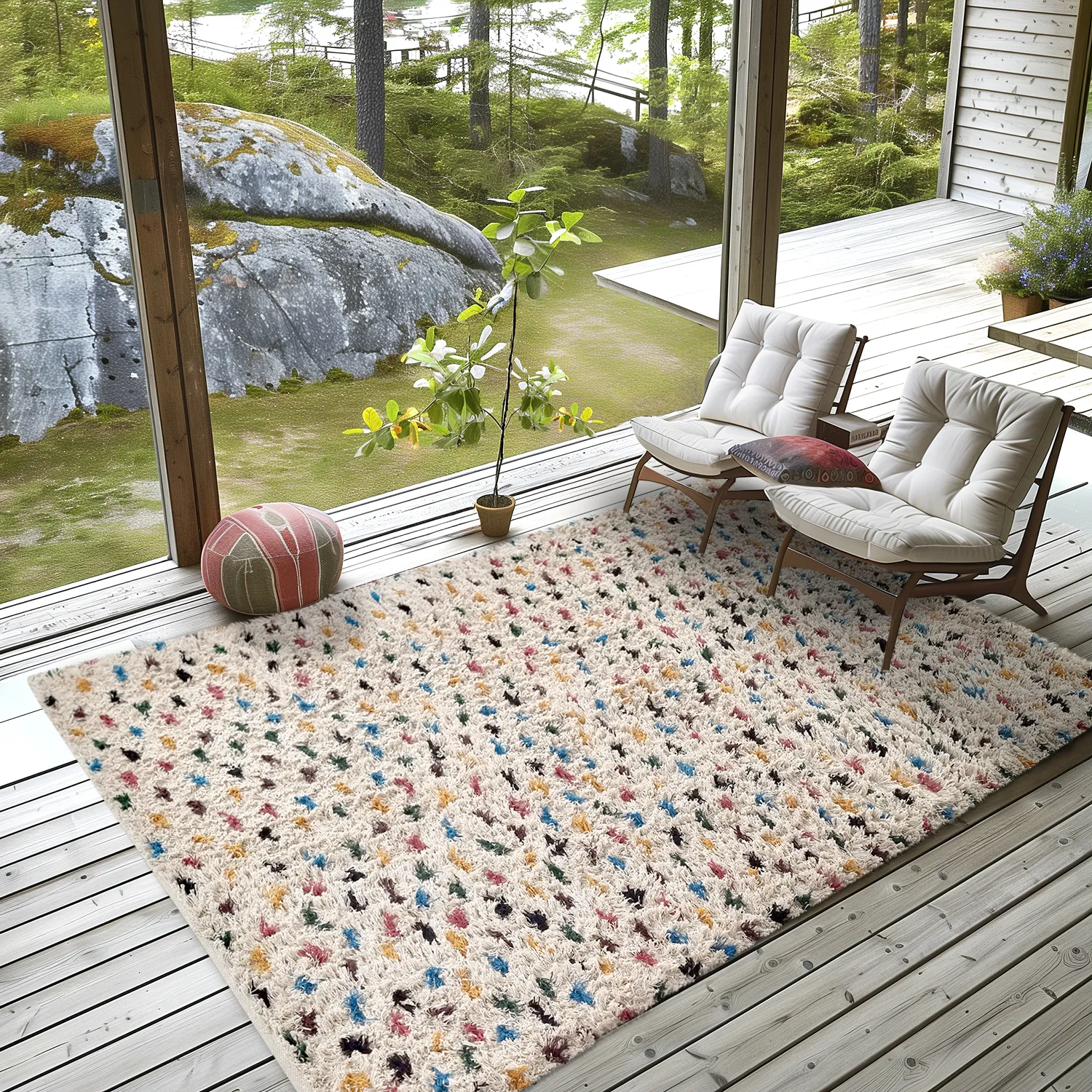 Shaggy szőnyeg - Litton Natural Cotton Shaggy (bézs/multi)