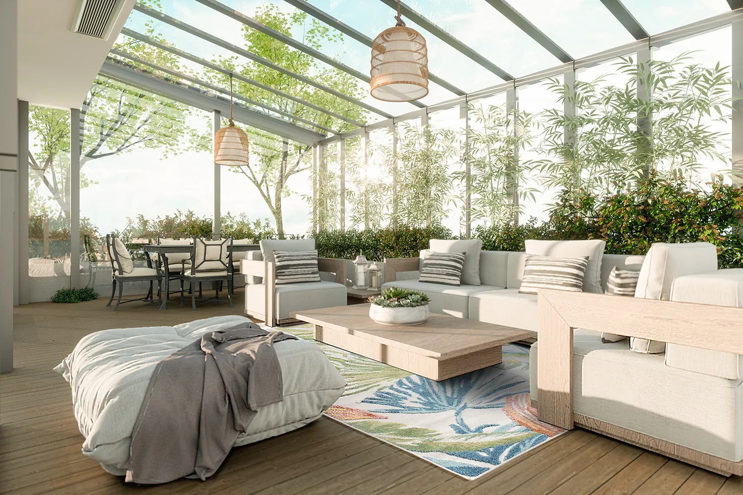 Beltéri és kültéri szőnyeg - Havana (krém/többszínű)