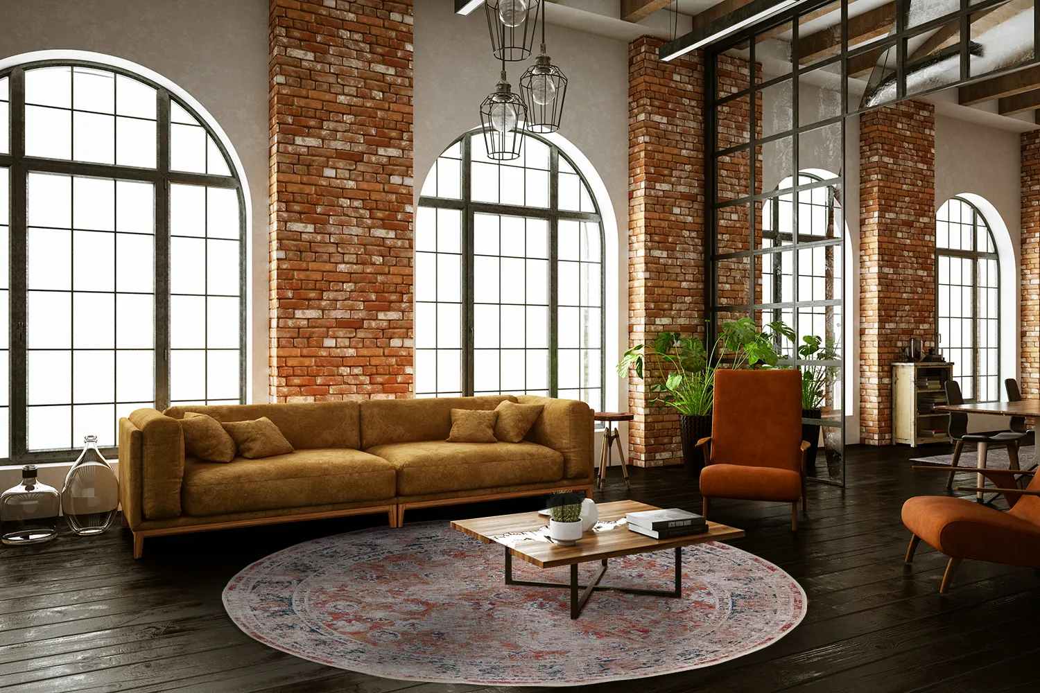 Kerek szőnyeg - Douz (rózsaszín/többszínű)