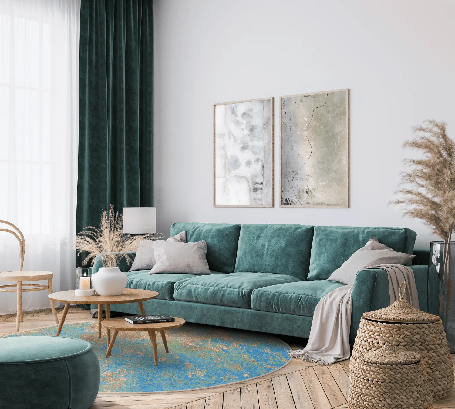 Kerek szőnyeg - Pavoa (kék)