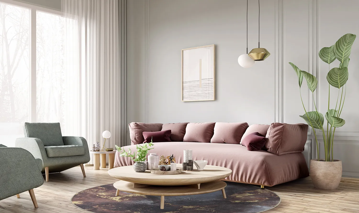 Kerek szőnyeg - Sanza (szürke/többszínű)