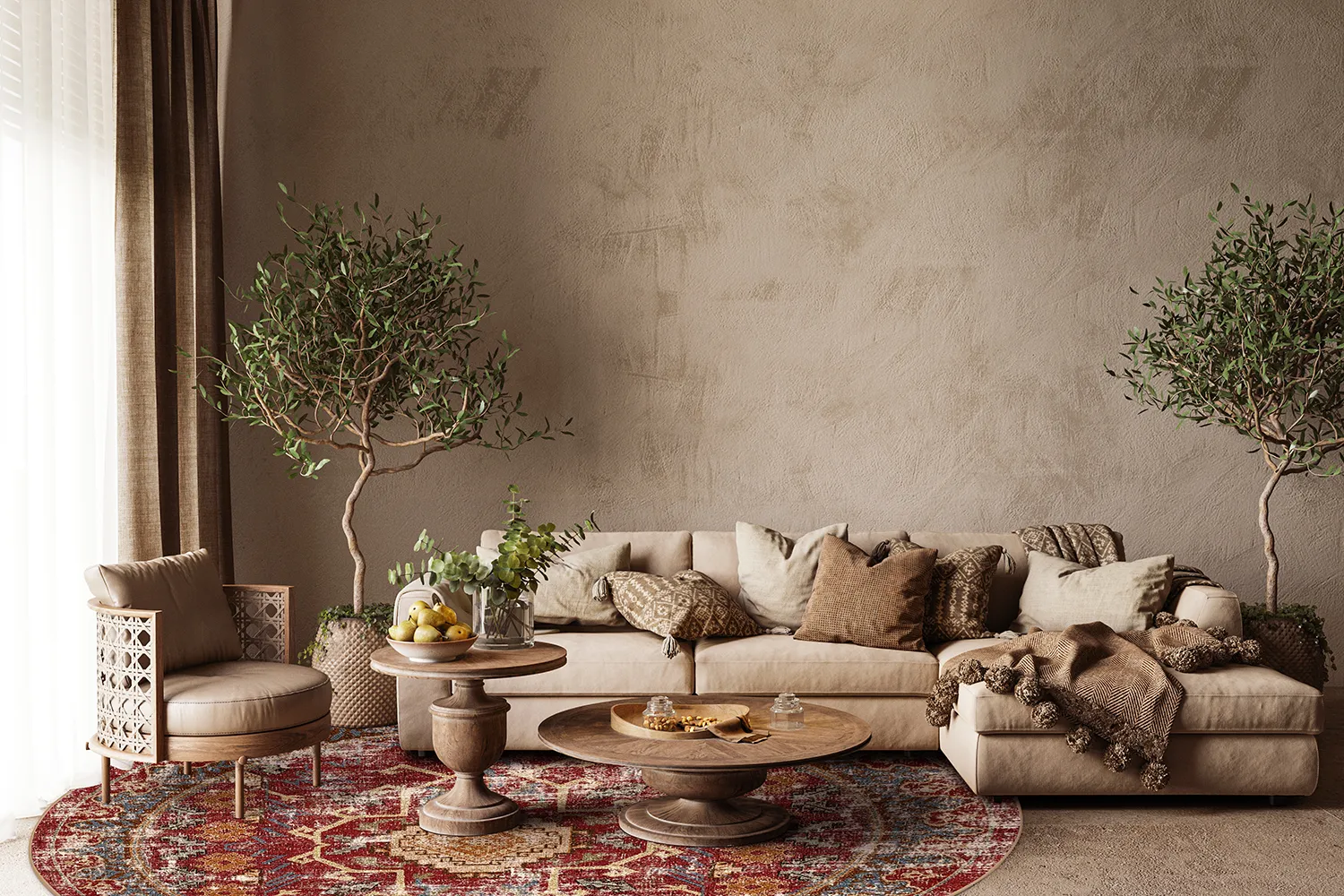 Kerek szőnyeg - Idri (piros/többszínű)