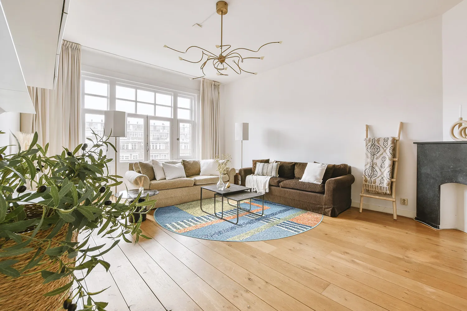 Kerek szőnyeg - Indoor/Outdoor Trivia (kék/többszínű)