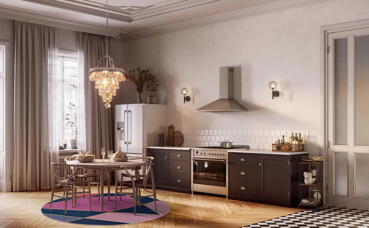 Kerek szőnyeg - Jade (sötétkék/rózsaszín)