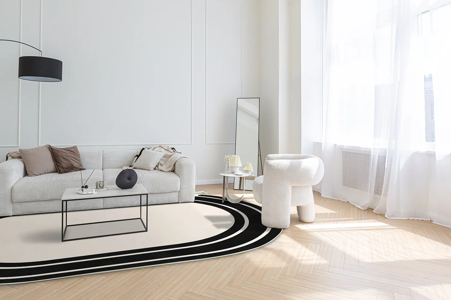 Ovális szőnyeg - Josie (fekete)