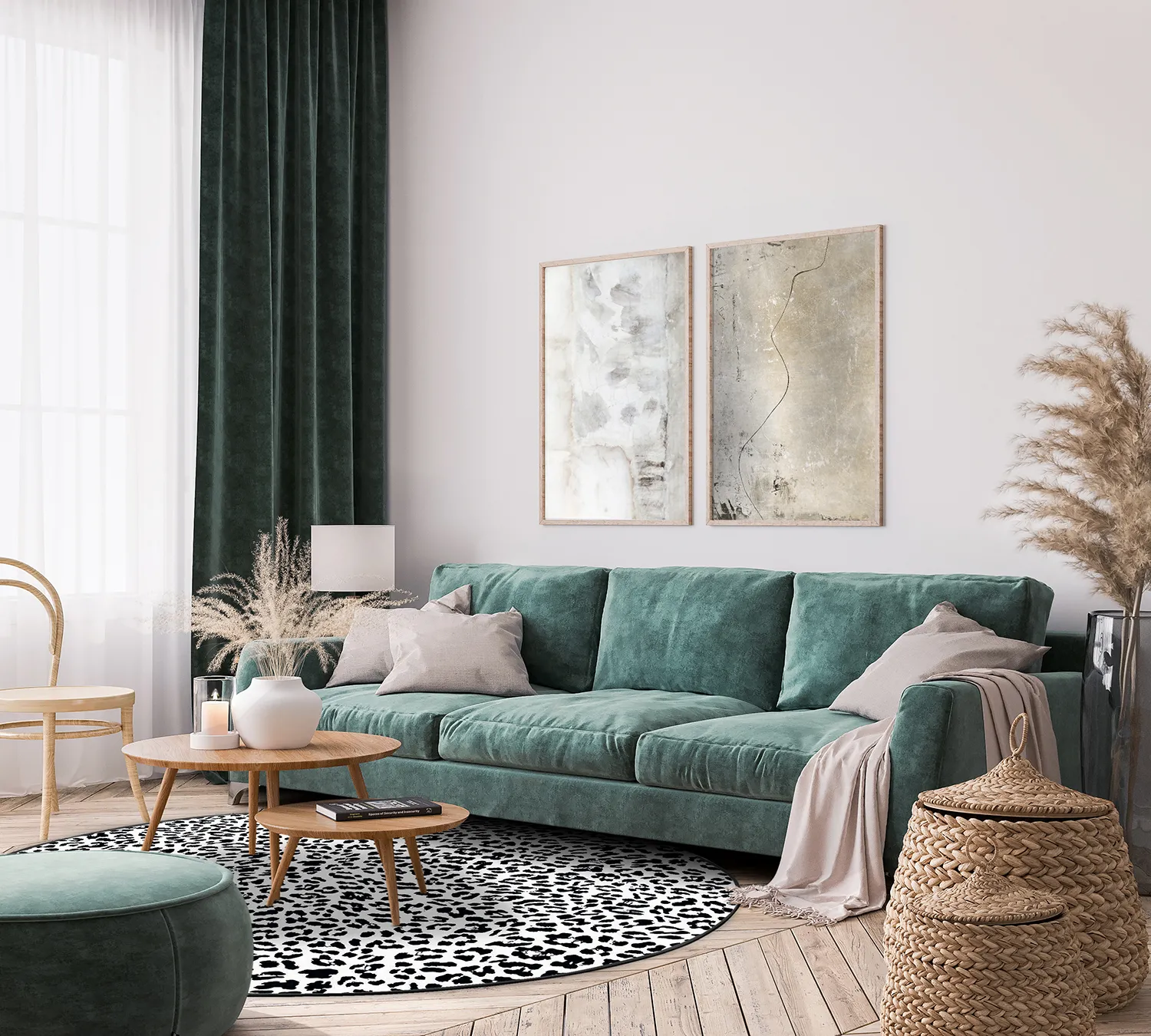 Kerek szőnyeg - Leopard (fekete/fehér)