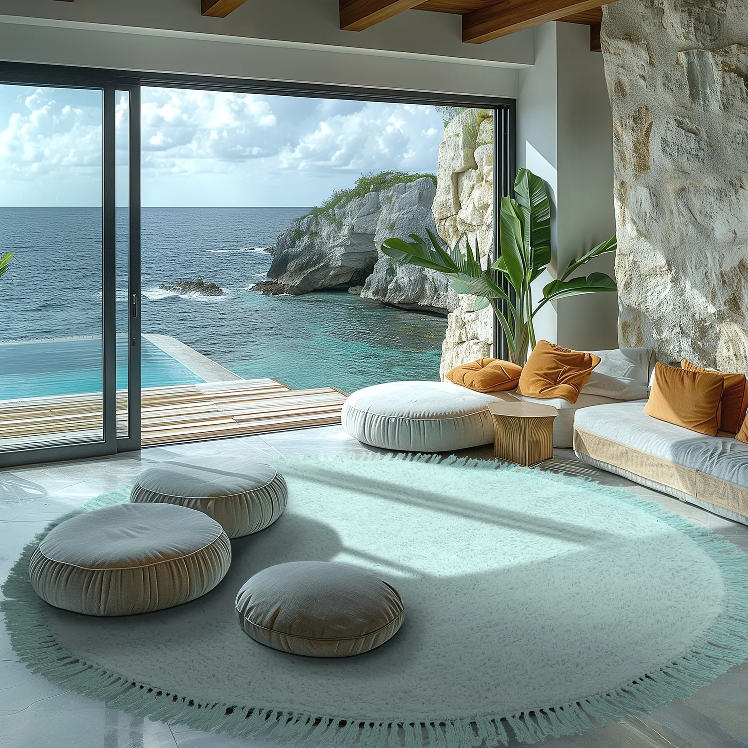 Kerek szőnyeg - Alba Natural Cotton Shaggy (türkiz)