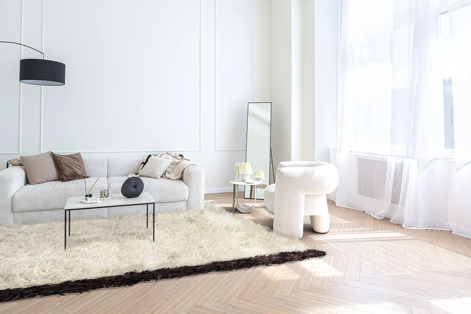 Gyapjúszőnyeg - Nova (fehér/fekete)