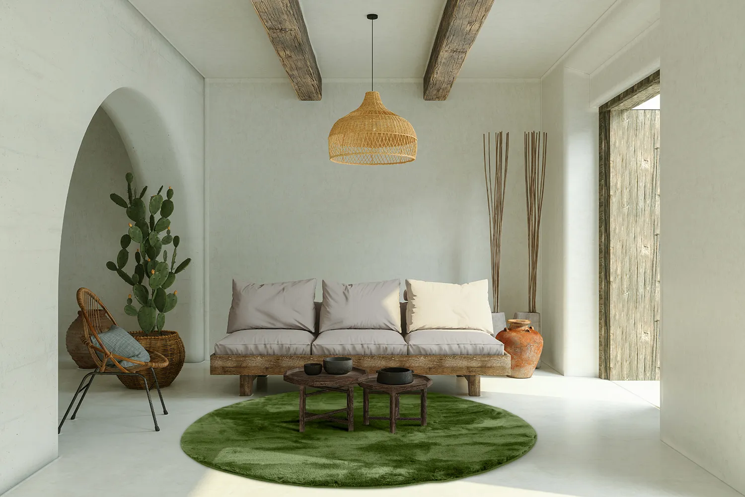 Kerek szőnyegek - Aranga Super Soft Fur (olíva zöld)