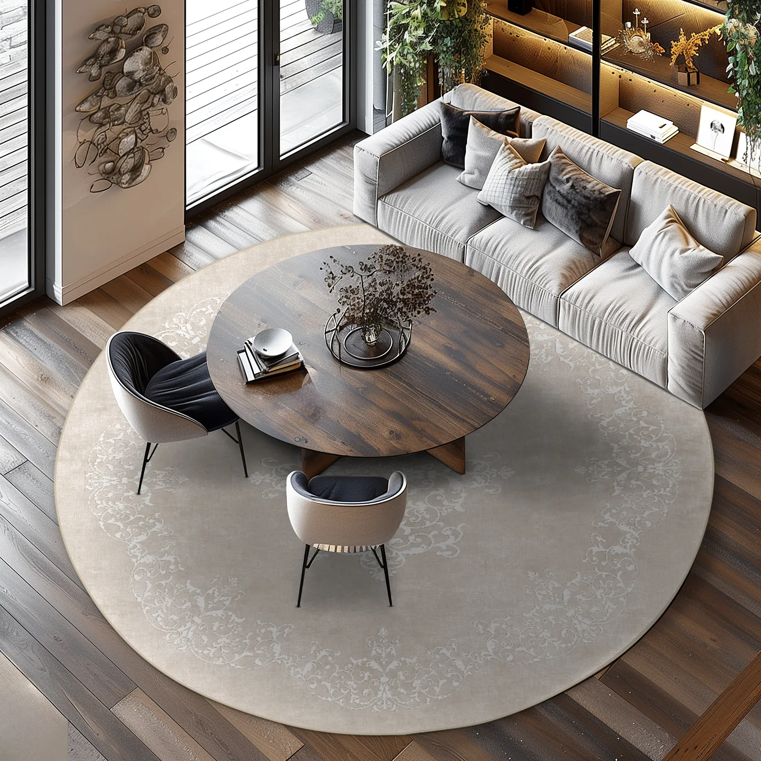 Kerek szőnyeg - Santi (bezs/fehér)