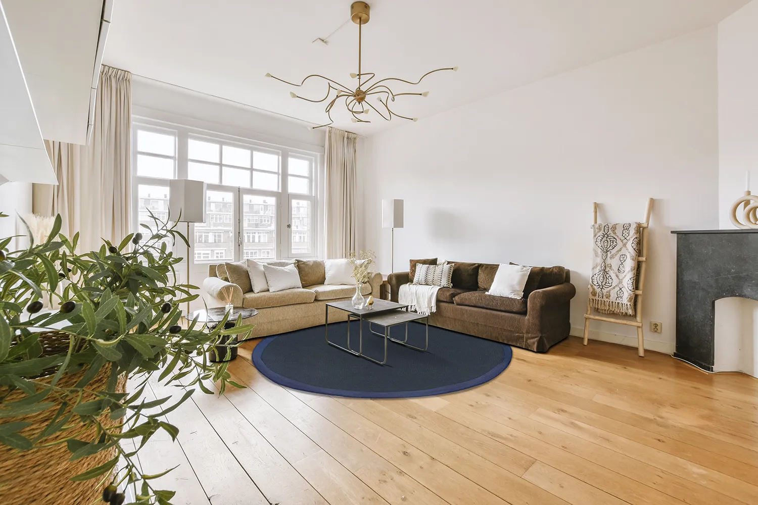 Kerek szizál szőnyeg - Agave (sötétkék)