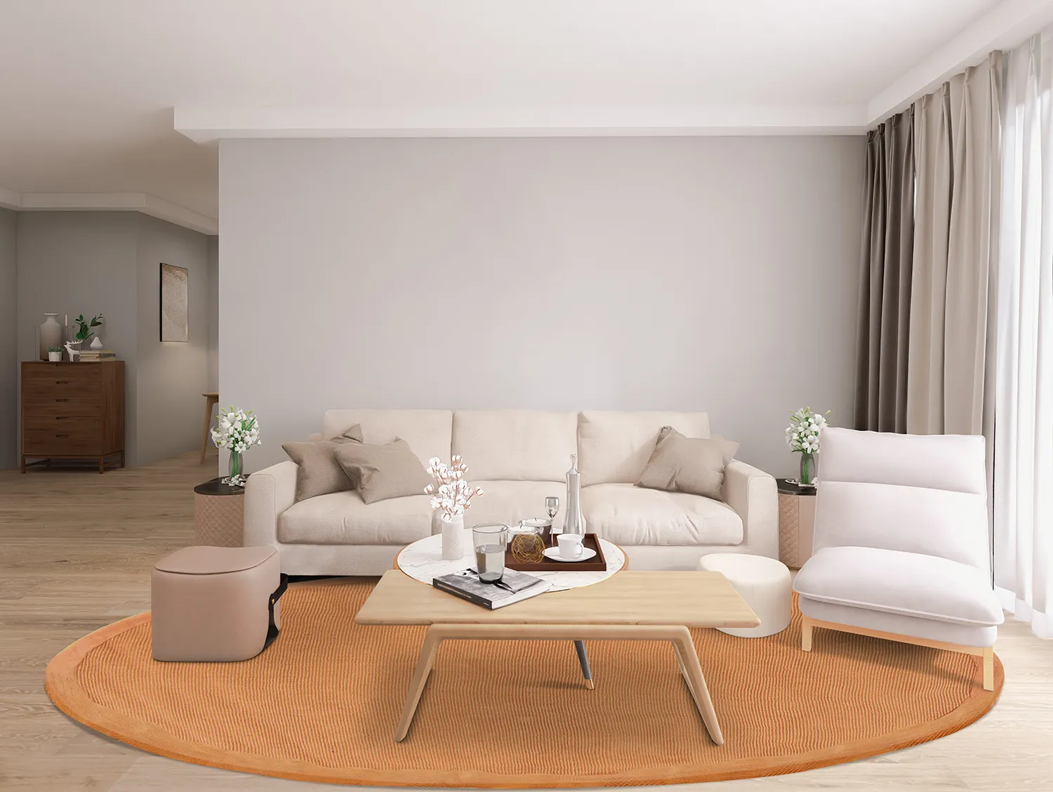 Kerek szizál szőnyeg - Agave (orange)