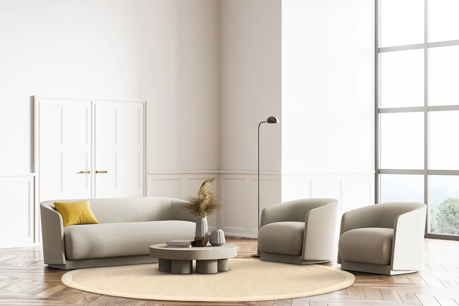 Kerek szizál szőnyeg - Agave (bézs/bézs)